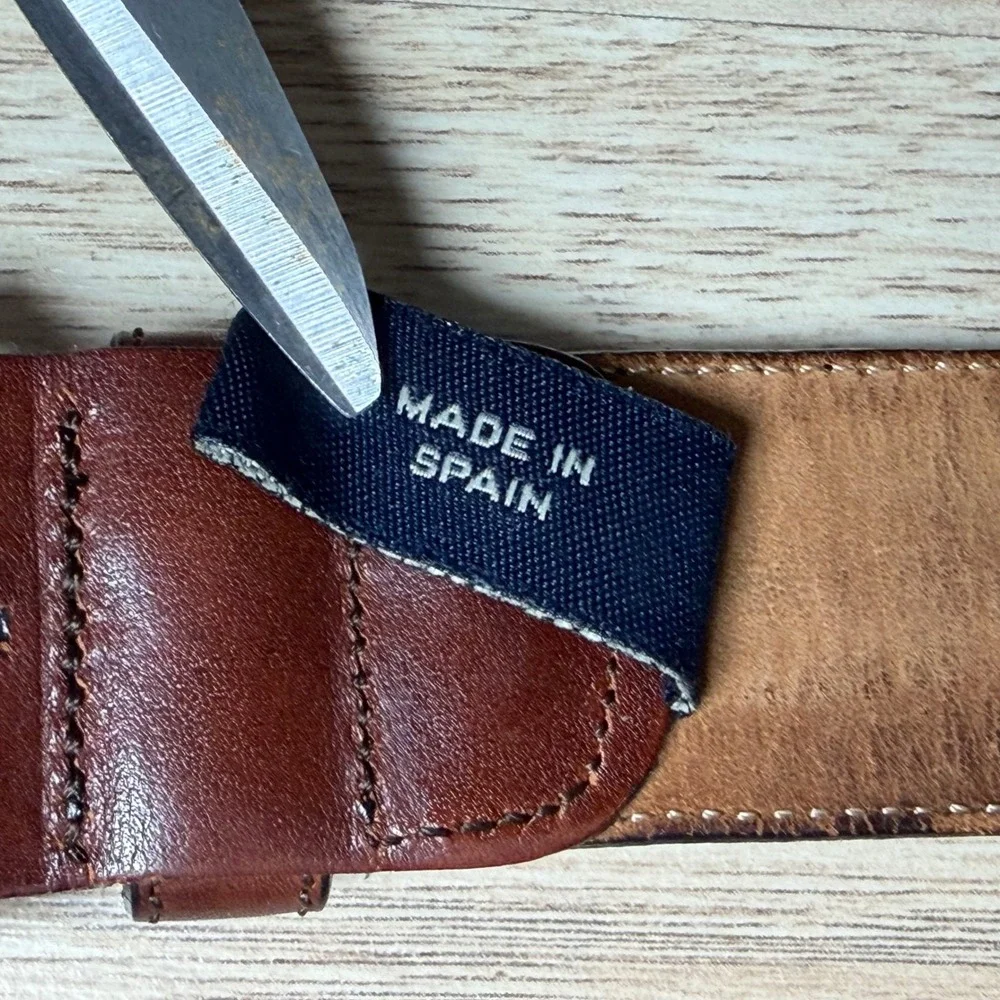 Mezlan Belt Mens 32 Brown Woven Leather Dress Belt Made in Spain M4929